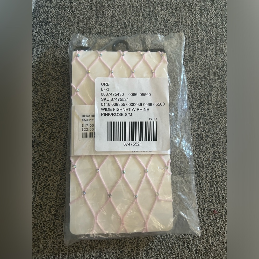 Urban Outfitters Pink Fishnet With Rhinestone Size S/M - Picture 3 of 3